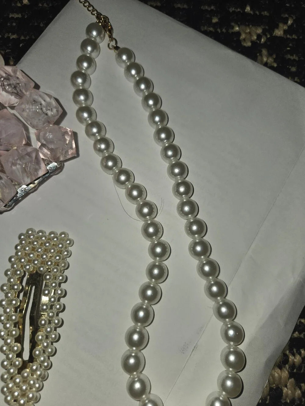 Pearl Necklace with Red Cherry Pendant by